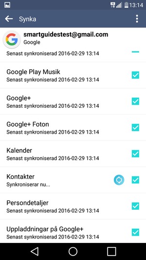 Dina kontakter från Google kommer nu att synkroniseras med din telefon