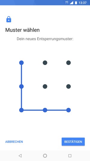 Zeichnen Sie das Entsperrmuster erneut und wählen Sie BESTÄTIGEN