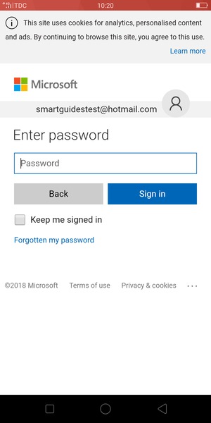 Enter your password and select Sign in