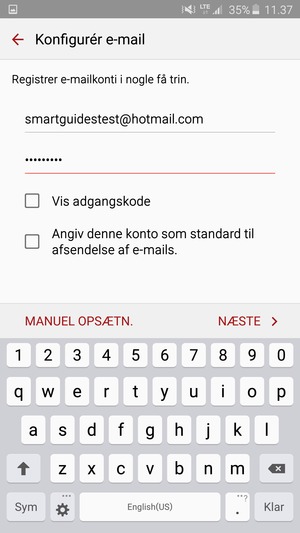 Indtast din Hotmail adresse og vælg NÆSTE