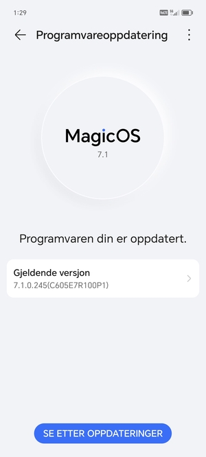 Hvis telefonen din er oppdatert, vil du se følgende skjermbilde