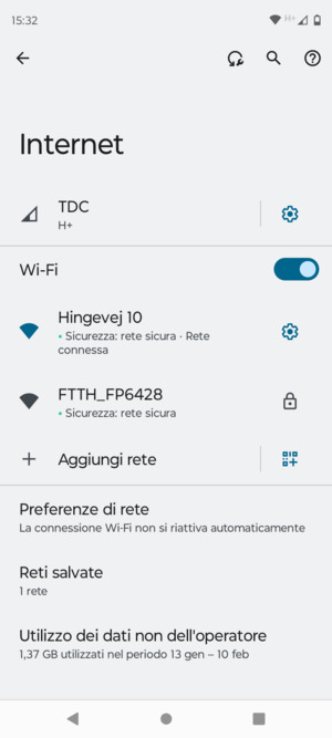 Ora sei connesso alla rete Wi-Fi