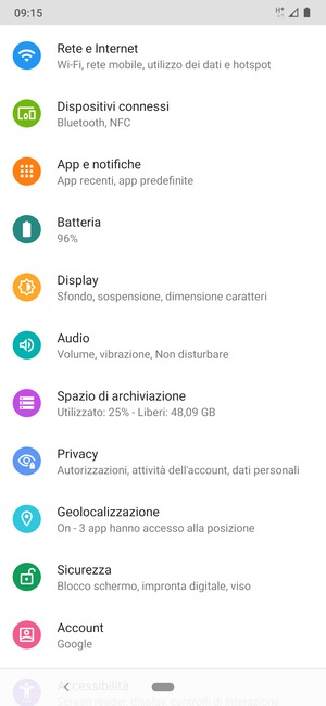 Seleziona Rete e Internet