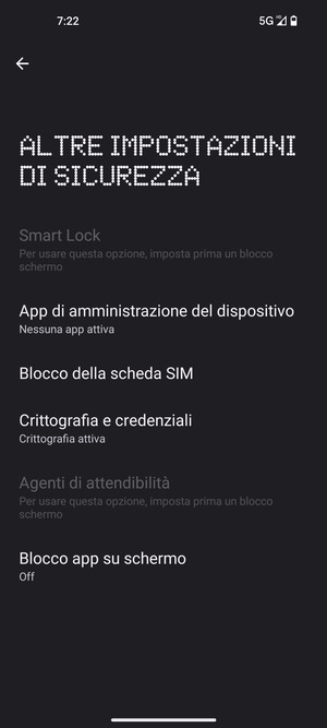 Seleziona Blocco della scheda SIM
