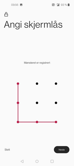 Tegn et opplåsingsmønster og velg Neste