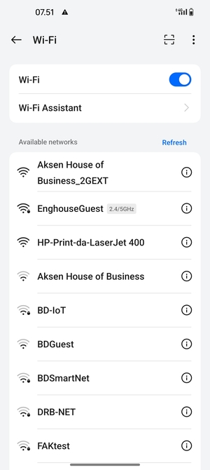 Select the wireless network you want to connect to