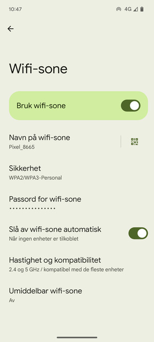 Telefonen din er konfigurert for bruk som et modem