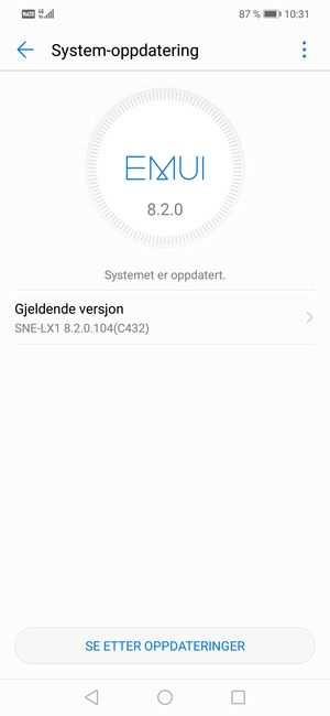 Hvis telefonen din er oppdatert, vil du se følgende skjermbilde