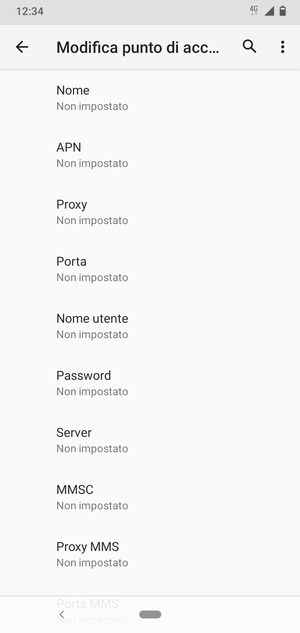 Inserisci le informazioni di Internet