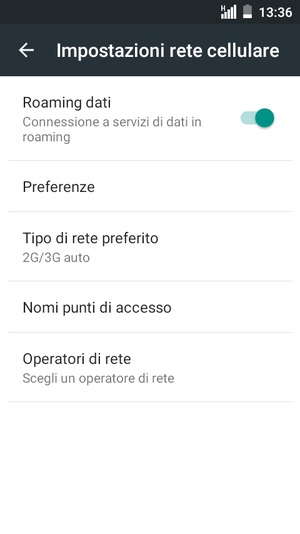 Attiva o disattiva Roaming dati