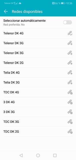 Seleccione un operador de red de la lista