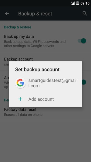 Select your backup account