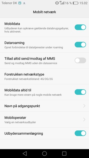 Slå Dataroaming til eller fra