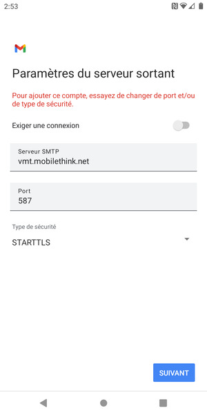 Sélectionnez Type de sécurité
