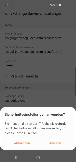 Wählen Sie Anwend.