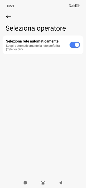 Disattiva Seleziona rete automaticamente