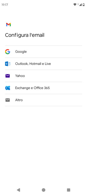 Seleziona Exchange e Office 365