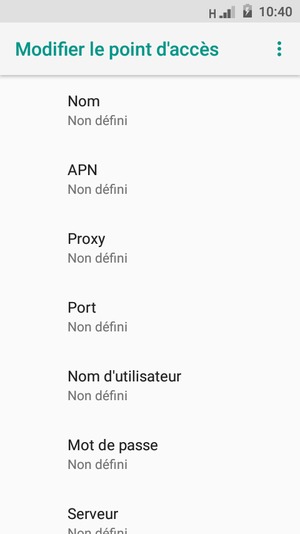 Saisissez les informations Internet