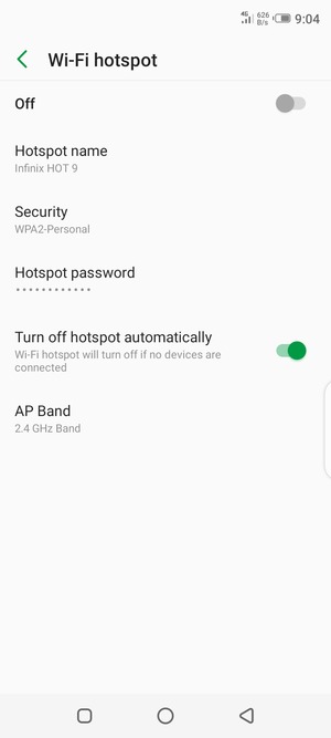 Turn on Wi-Fi hotspot