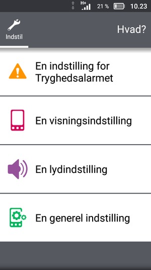 Scroll til og vælg En generel indstilling