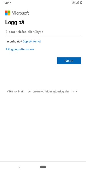 Skriv inn e-postadresse og velg Neste