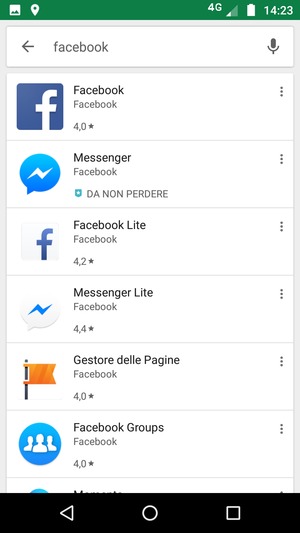 Seleziona l'applicazione