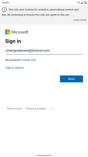Enter your Email address and select Next