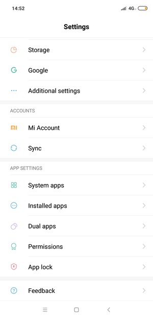 Scroll to and select Additional settings