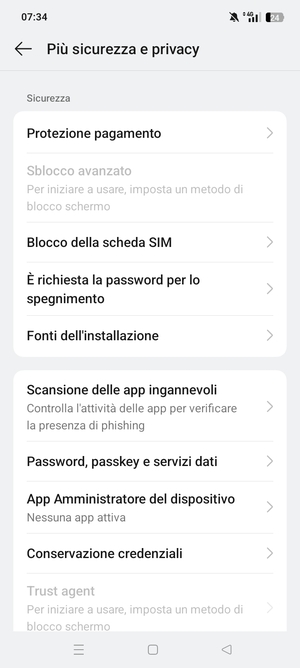 Scorri e seleziona  Blocco della scheda SIM
