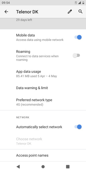Scroll to and select Access point names