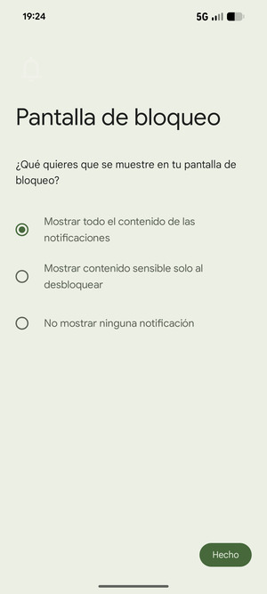 Seleccione la opción deseada y seleccione Hecho