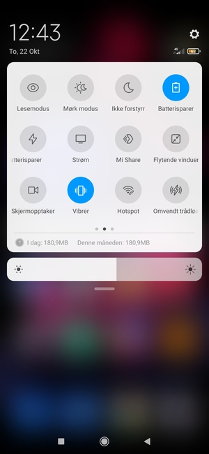 Slå på Batterisparer