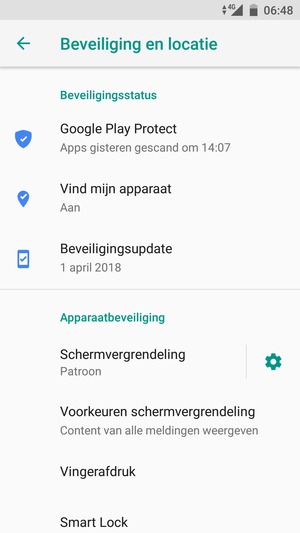 Uw telefoon is nu beveiligd met een schermvergrendeling