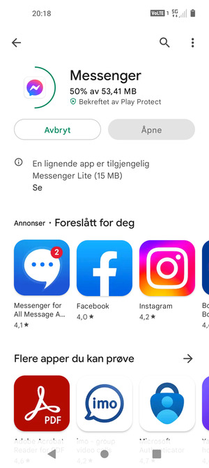 Vent til installasjonen er ferdig