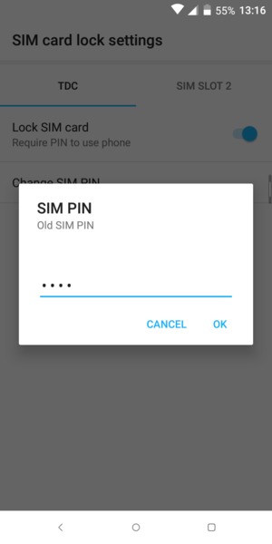 Enter your Old SIM PIN and select OK
