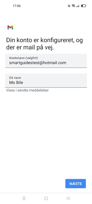 Giv din konto et navn og indtast dit navn. Vælg NÆSTE