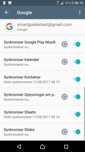 Dine oplysninger vil blive synkroniseret