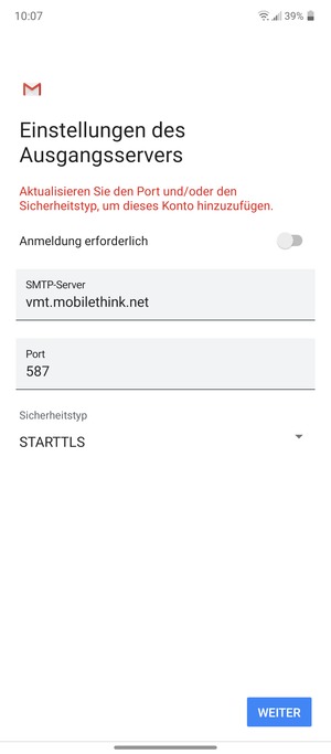 Wählen Sie Sicherheitstyp