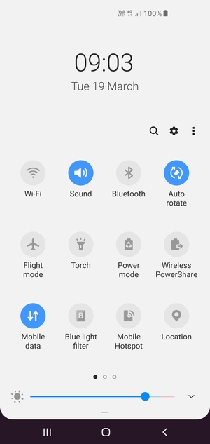 Select the v button