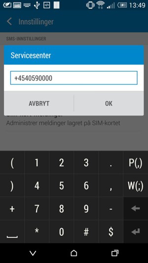 Skriv inn Servicesenter nummer og velg OK