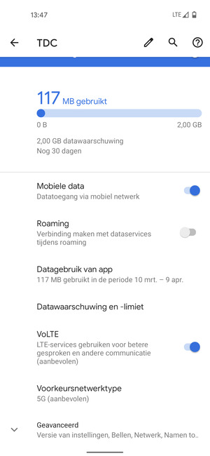 Om van netwerk te wisselen in geval van netwerkproblemen, selecteert u Geavanceerd