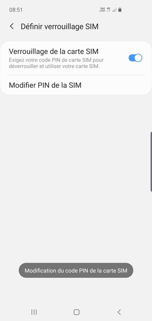Votre code PIN de la carte SIM a été modifié