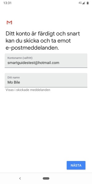 Ge ditt konto ett namn och ange ditt namn. Välj NÄSTA