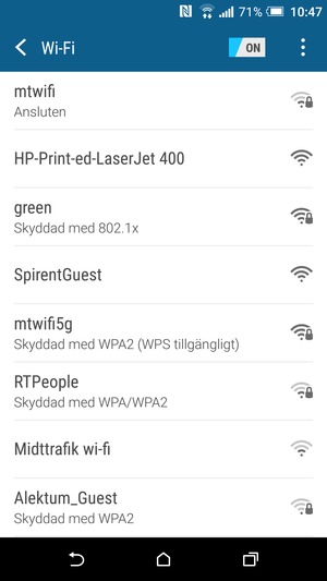 Du är nu ansluten till Wi-Fi nätverket