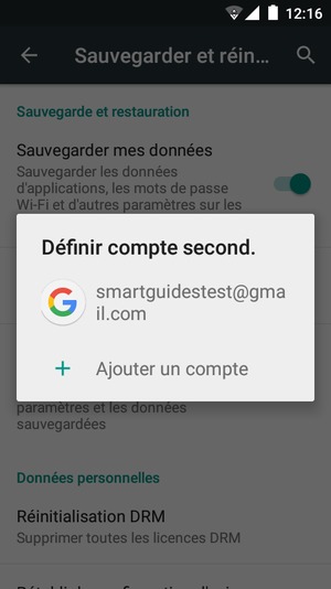 Sélectionnez votre compte de sauvegarde