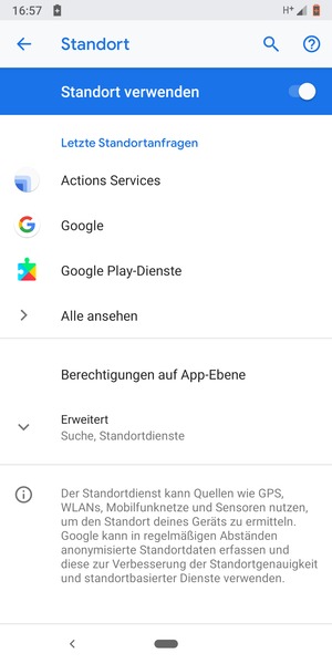 Schalten Sie Standort verwenden aus