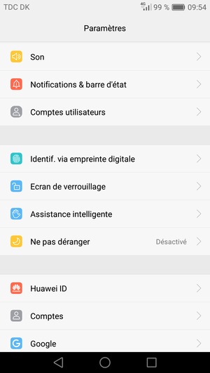 Pour activer votre écran de verrouillage, allez dans le menu Paramètres et sélectionnez Ecran de verrouillage