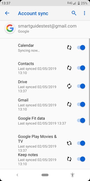 Your information will be synchronised