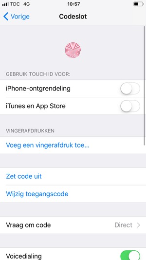 Selecteer Wijzig toegangscode