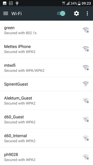 Select the wireless network you want to connect to